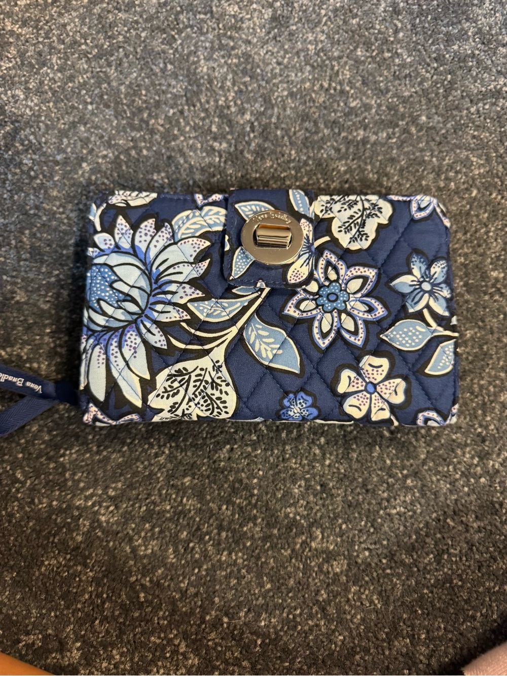 Vera Bradley Navy Floral Quilted Turn-Lock Wallet
